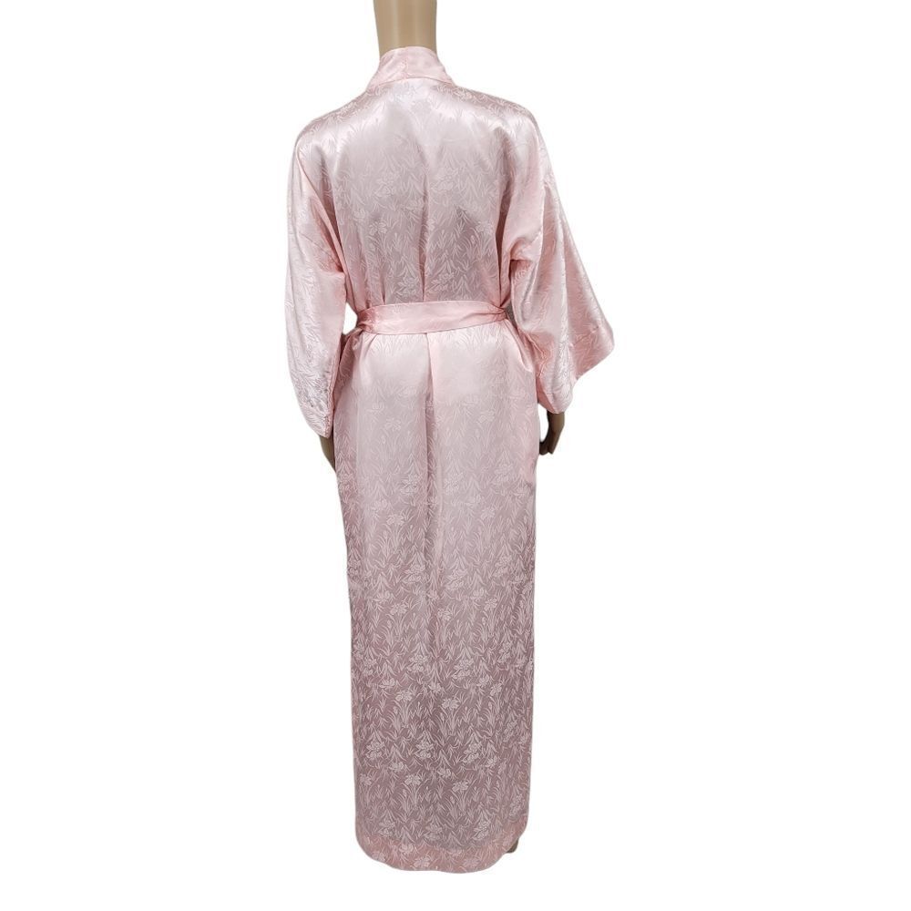 Dior Vintage Pink Satin Kimono Robe All Over Dior Logo and Floral Jacquard - Picture 2 of 14